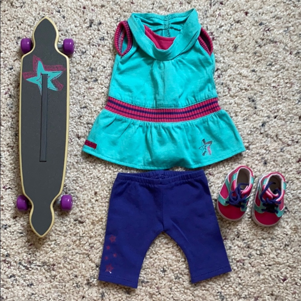 American girl doll skateboard set